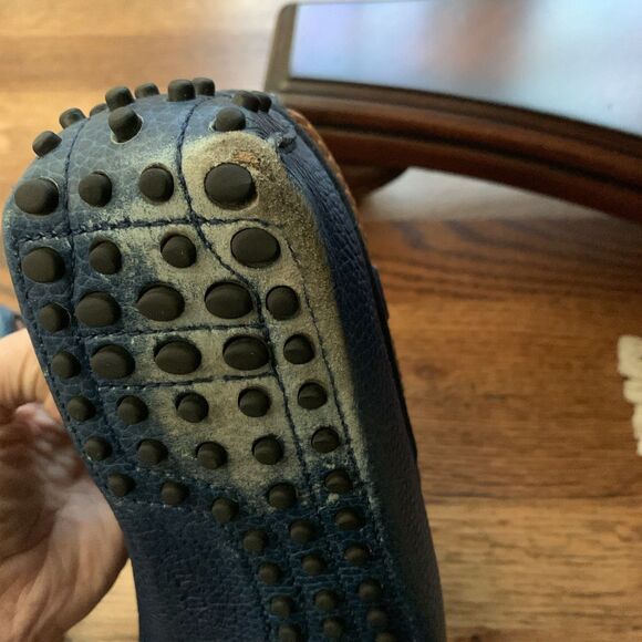 Tod\'s Blue Navy Leather Driving Loafers 7.5 + Dust Bag main image 6